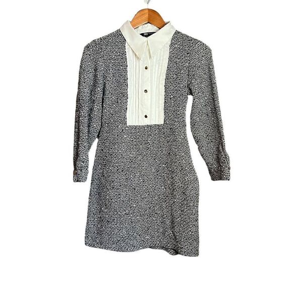 Zara contrast satin textured dress. Size extra small - Picture 2 of 13